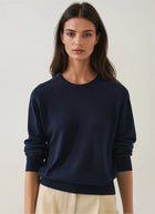 Patrick Assaraf Long Sleeve Lyocell Cashmere Saddle Sweater