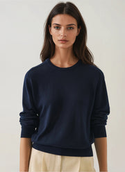 Patrick Assaraf Long Sleeve Lyocell Cashmere Saddle Sweater