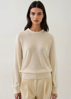 Patrick Assaraf Long Sleeve Lyocell Cashmere Saddle Sweater