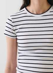 Patrick Assaraf Pima Cotton Stretch Striped Ribbed Baby T-Shirt