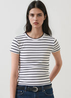 Patrick Assaraf Pima Cotton Stretch Striped Ribbed Baby T-Shirt