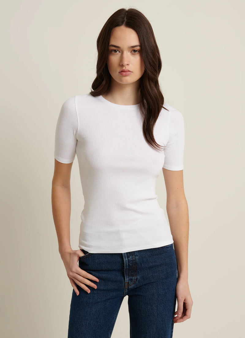 Patrick Assaraf Short Sleeve Cotton Modal Rib Crew Neck T-Shirt