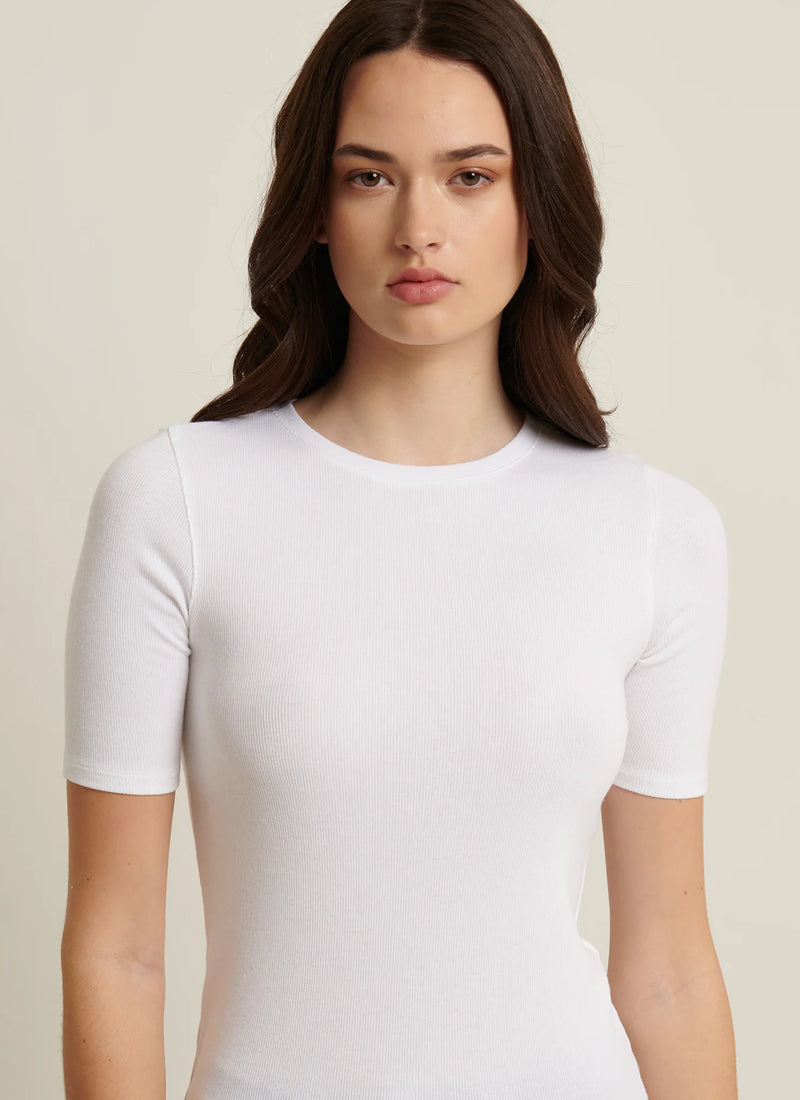 Short Sleeve Cotton Modal Rib Crew Neck T-Shirt