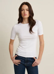 Short Sleeve Cotton Modal Rib Crew Neck T-Shirt