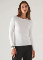 Patrick Assaraf Long Sleeve Cotton Modal Rib Crew Neck T-Shirt
