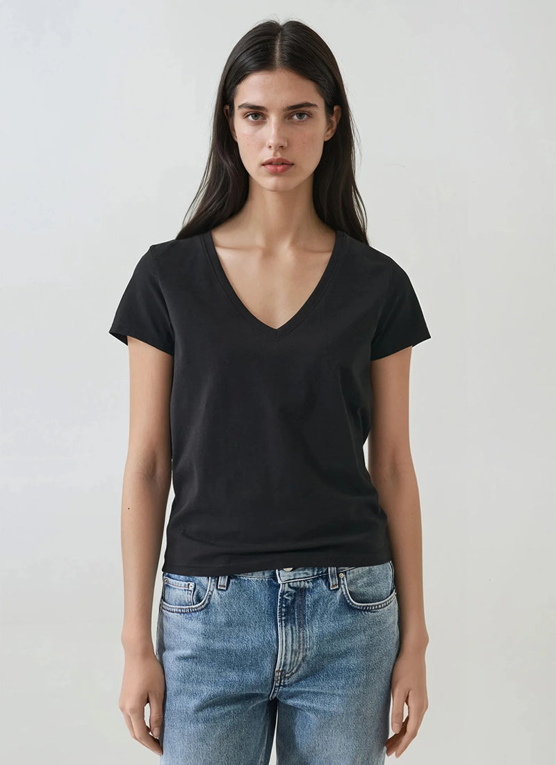Patrick Assaraf Pima Cotton Stretch Slim V-Neck T-Shirt