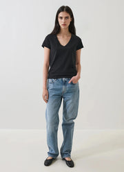 Patrick Assaraf Pima Cotton Stretch Slim V-Neck T-Shirt