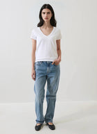 Patrick Assaraf Pima Cotton Stretch Slim V-Neck T-Shirt