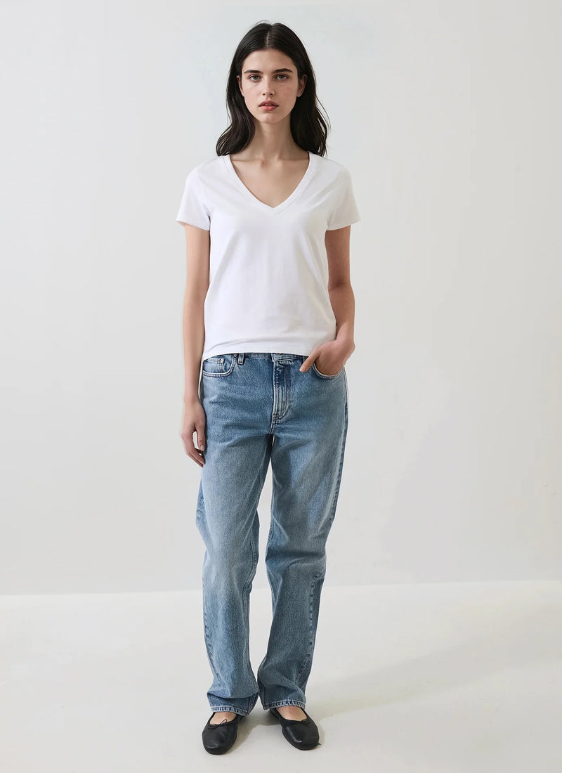 Patrick Assaraf Pima Cotton Stretch Slim V-Neck T-Shirt