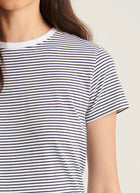 Patrick Assaraf Pima Cotton Stretch Slim Mini Striped T-Shirt