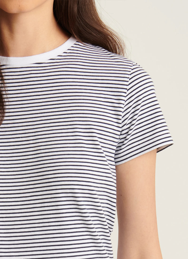 Patrick Assaraf Pima Cotton Stretch Slim Mini Striped T-Shirt