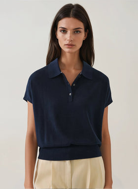 Patrick Assaraf Lyocell Cashmere Blend Short Sleeve Polo