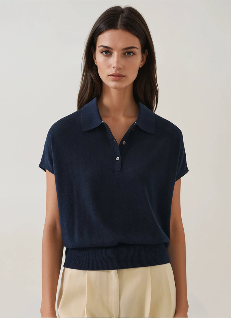 Patrick Assaraf Lyocell Cashmere Blend Short Sleeve Polo