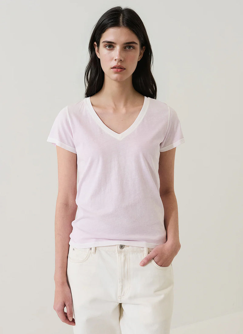Patrick Assaraf Reverse Spray Pima Cotton V-Neck Tee
