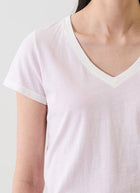 Patrick Assaraf Reverse Spray Pima Cotton V-Neck Tee