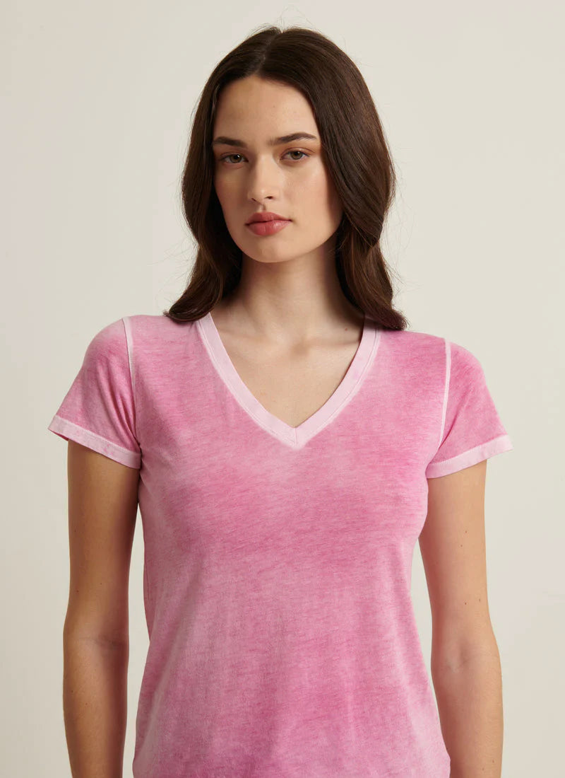 Patrick Assaraf Reverse Spray Pima Cotton V-Neck Tee