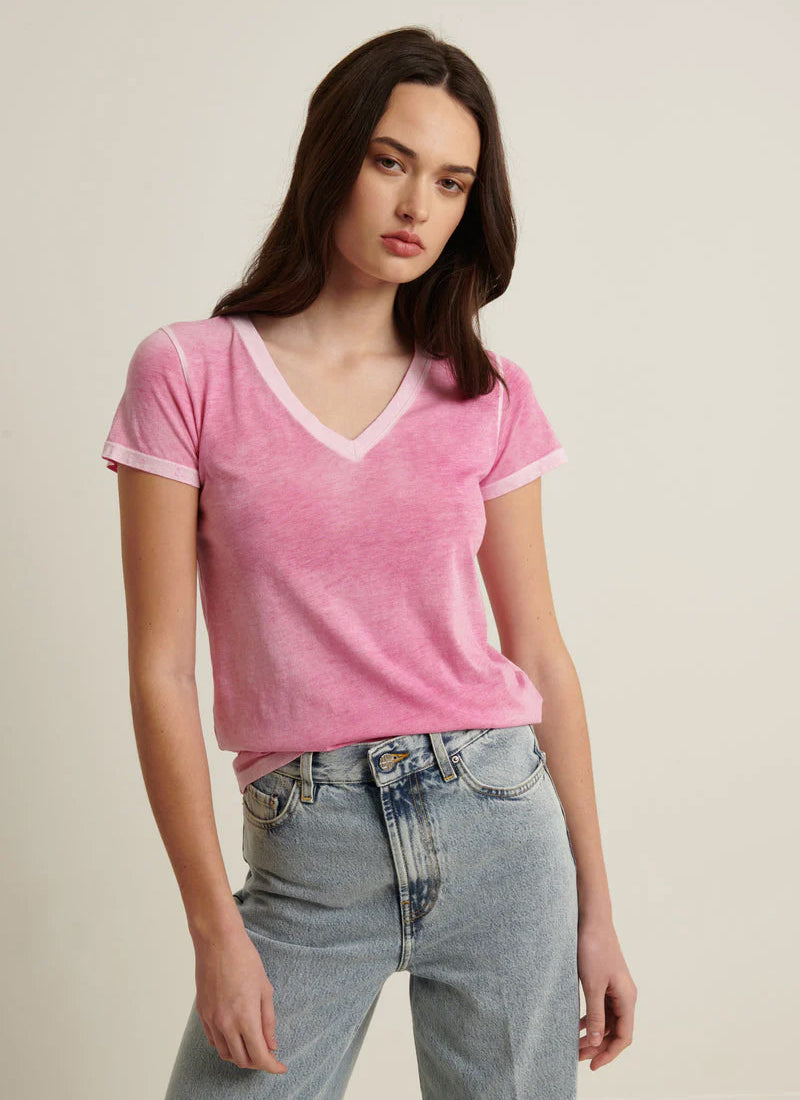 Patrick Assaraf Reverse Spray Pima Cotton V-Neck Tee