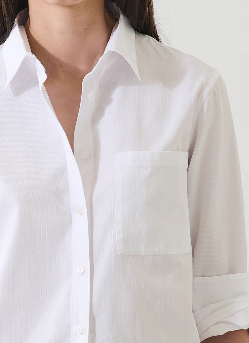 Patrick Assaraf Long Sleeve Cotton Boyfriend Pocket Shirt