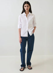 Patrick Assaraf Cotton Boyfriend Pocket Shirt