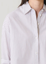 Patrick Assaraf Cotton Stripe Boxy Shirt