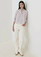 Patrick Assaraf Long Sleeve Cotton Stripe Boxy Shirt