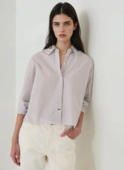 Patrick Assaraf Cotton Stripe Boxy Shirt