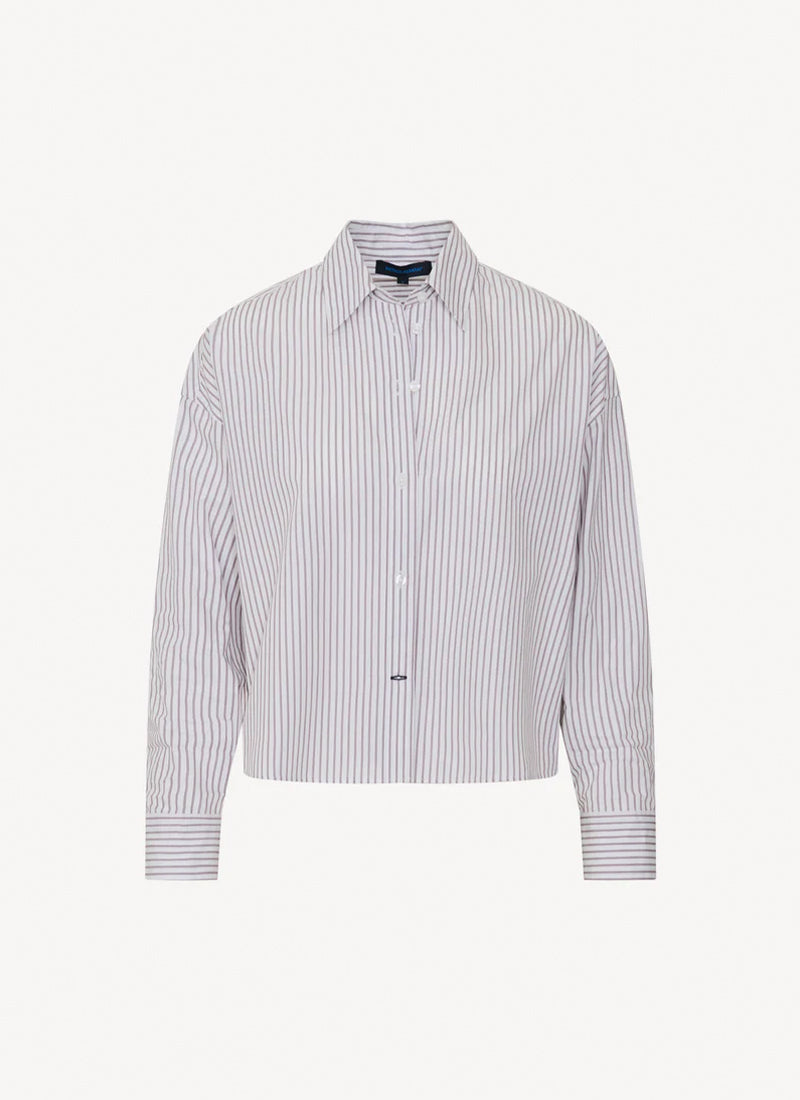 Patrick Assaraf Long Sleeve Cotton Stripe Boxy Shirt