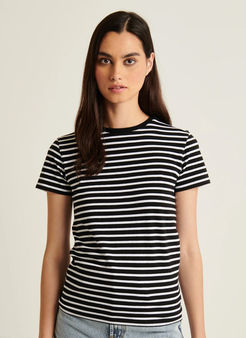 Patrick Assaraf Short Sleeve Iconic Classic Stripe Crew Tee