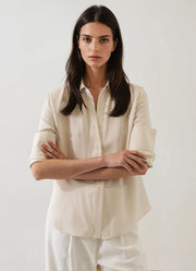 Patrick Assaraf Long Sleeve Silk Relaxed Shirt