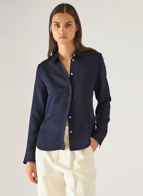 Long Sleeve Slim Silk Shirt