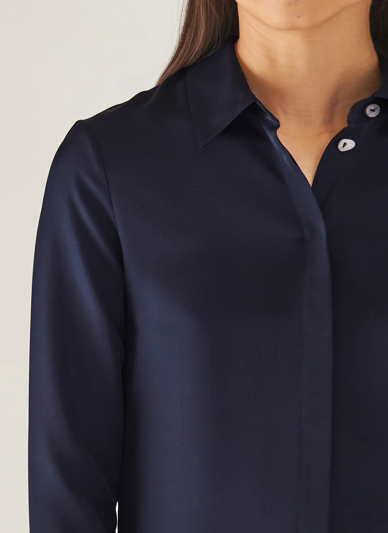 Long Sleeve Slim Silk Shirt
