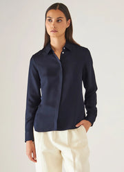 Long Sleeve Slim Silk Shirt