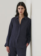 Patrick Assaraf Long Sleeve Silk Boyfriend Pocket Shirt