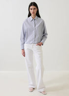 Patrick Assaraf Cotton Stripe Boxy Shirt