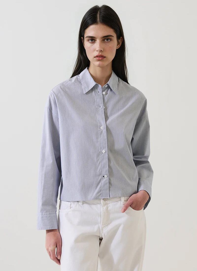 Patrick Assaraf Cotton Stripe Boxy Shirt