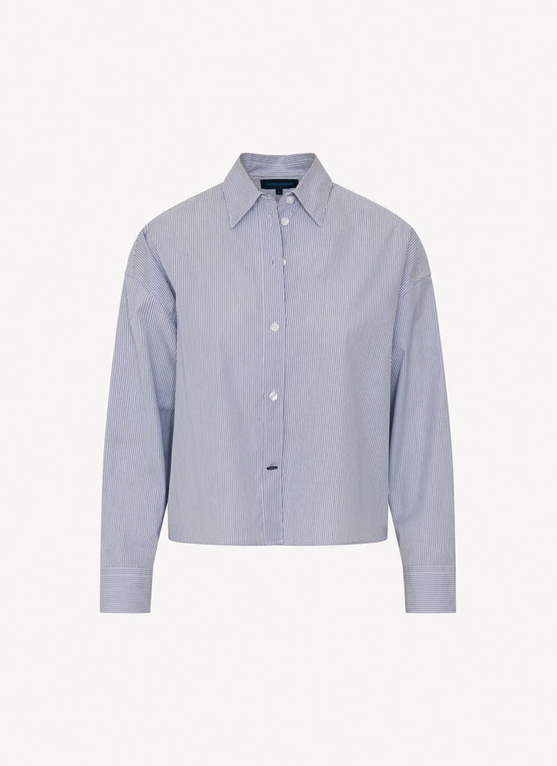 Patrick Assaraf Cotton Stripe Boxy Shirt