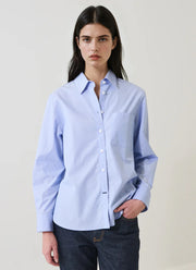 Long Sleeve Cotton Stripe Boyfriend Shirt by Patrick Assaraf