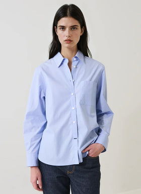 Long Sleeve Cotton Stripe Boyfriend Shirt by Patrick Assaraf