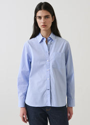Long Sleeve Cotton Stripe Boyfriend Shirt by Patrick Assaraf