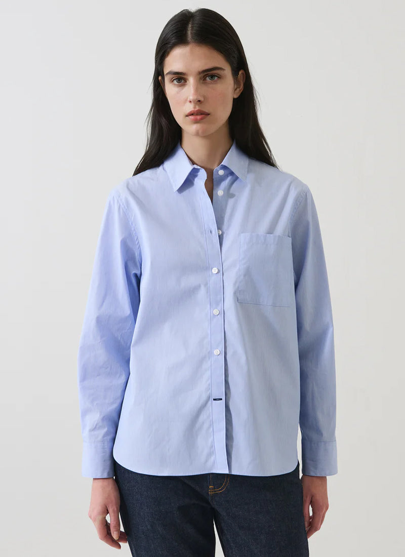 Long Sleeve Cotton Stripe Boyfriend Shirt by Patrick Assaraf