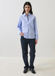 Long Sleeve Cotton Stripe Boyfriend Shirt by Patrick Assaraf