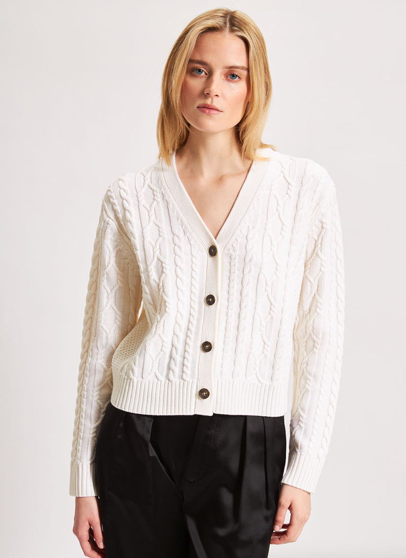  Extra Fine Merino Cable Cardigan by Patrick Assaraf at Andrews 