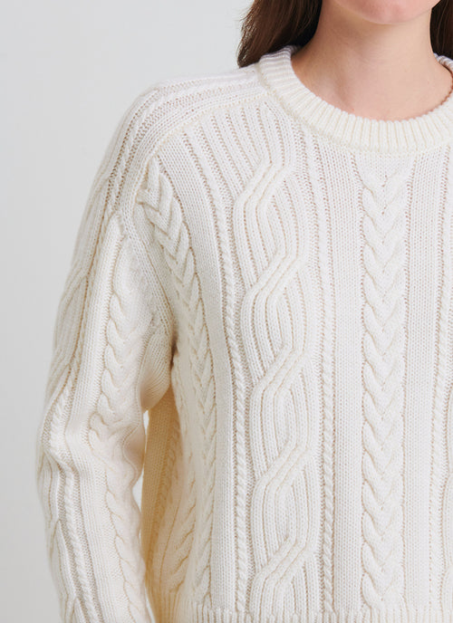 Extra Fine Merino Cable Crewneck Sweater by Patrick Assaraf 