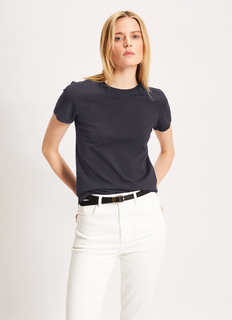 Patrick Assaraf Short Sleeve Iconic Fitted Crew Tee