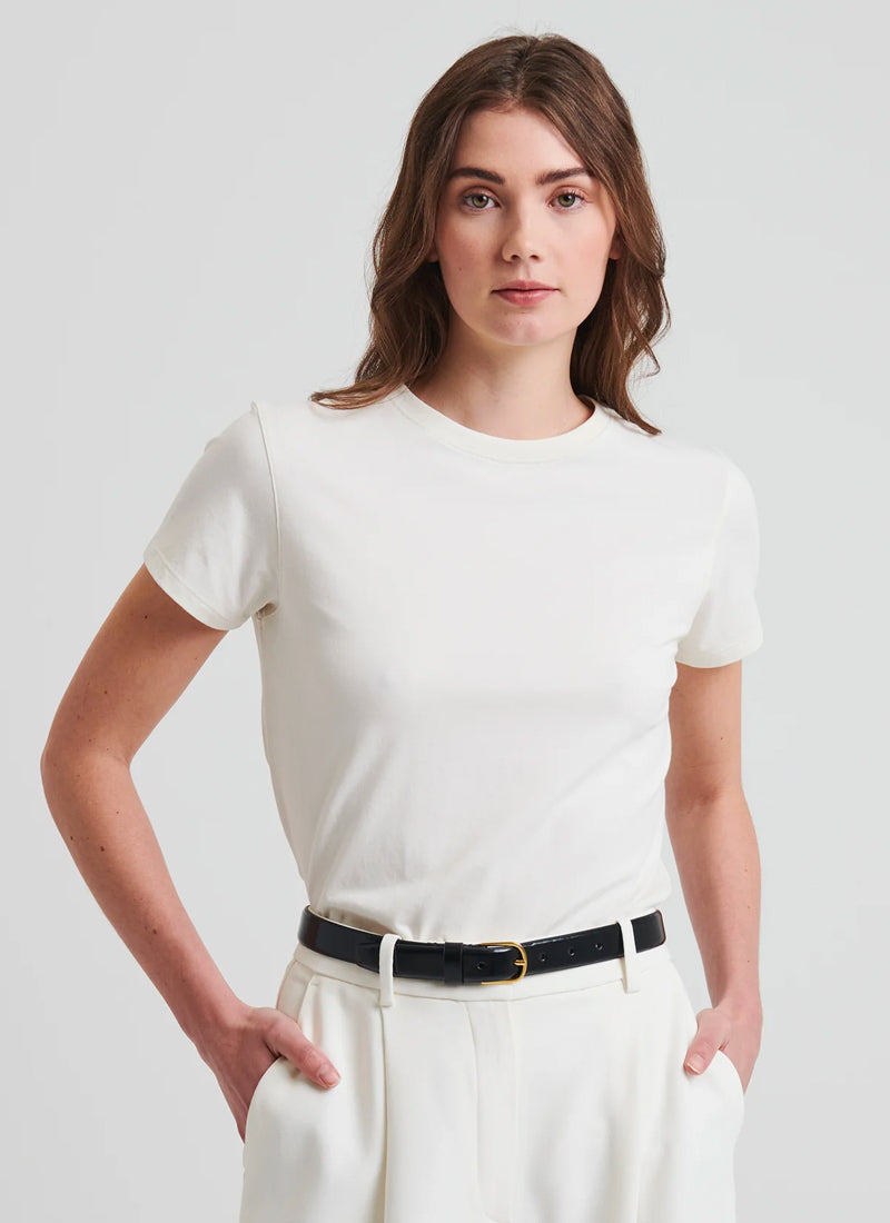 Patrick Assaraf Short Sleeve Iconic Fitted Crew Tee