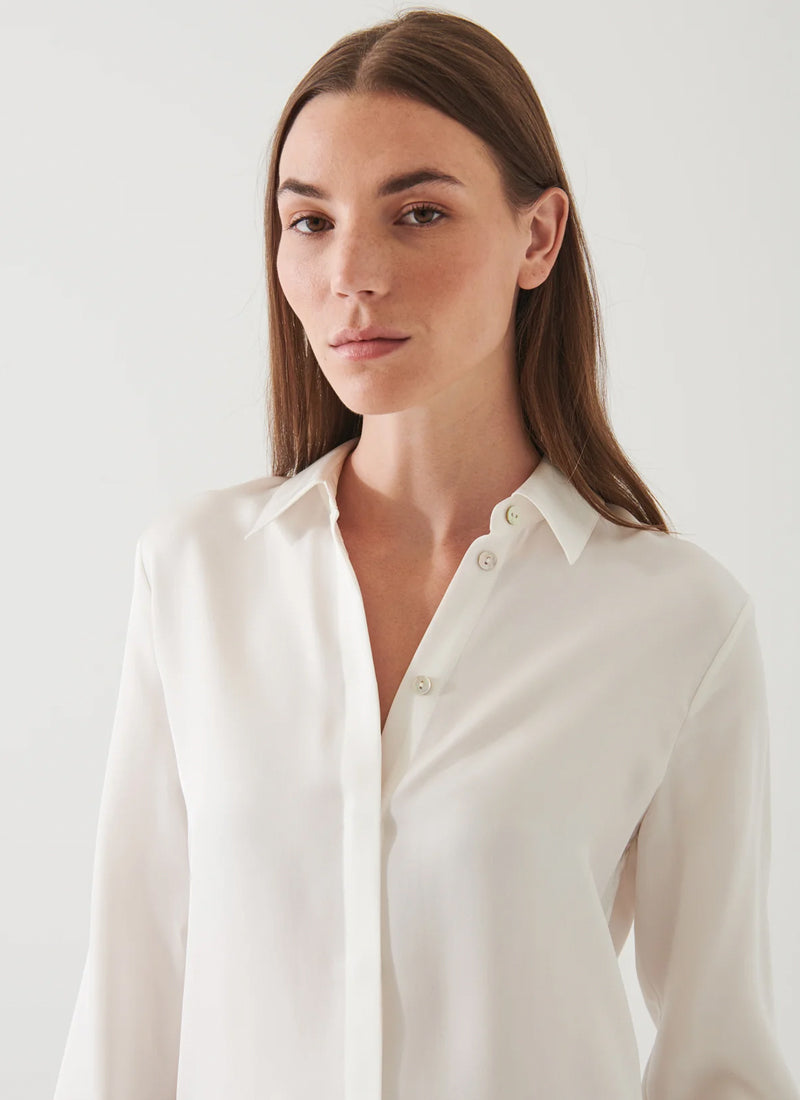 Patrick Assaraf Long Sleeve Slim Silk Blouse