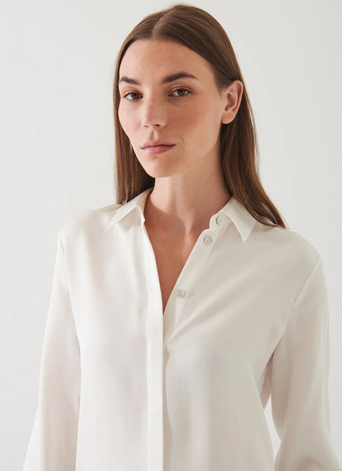 Patrick Assaraf Long Sleeve Slim Silk Blouse