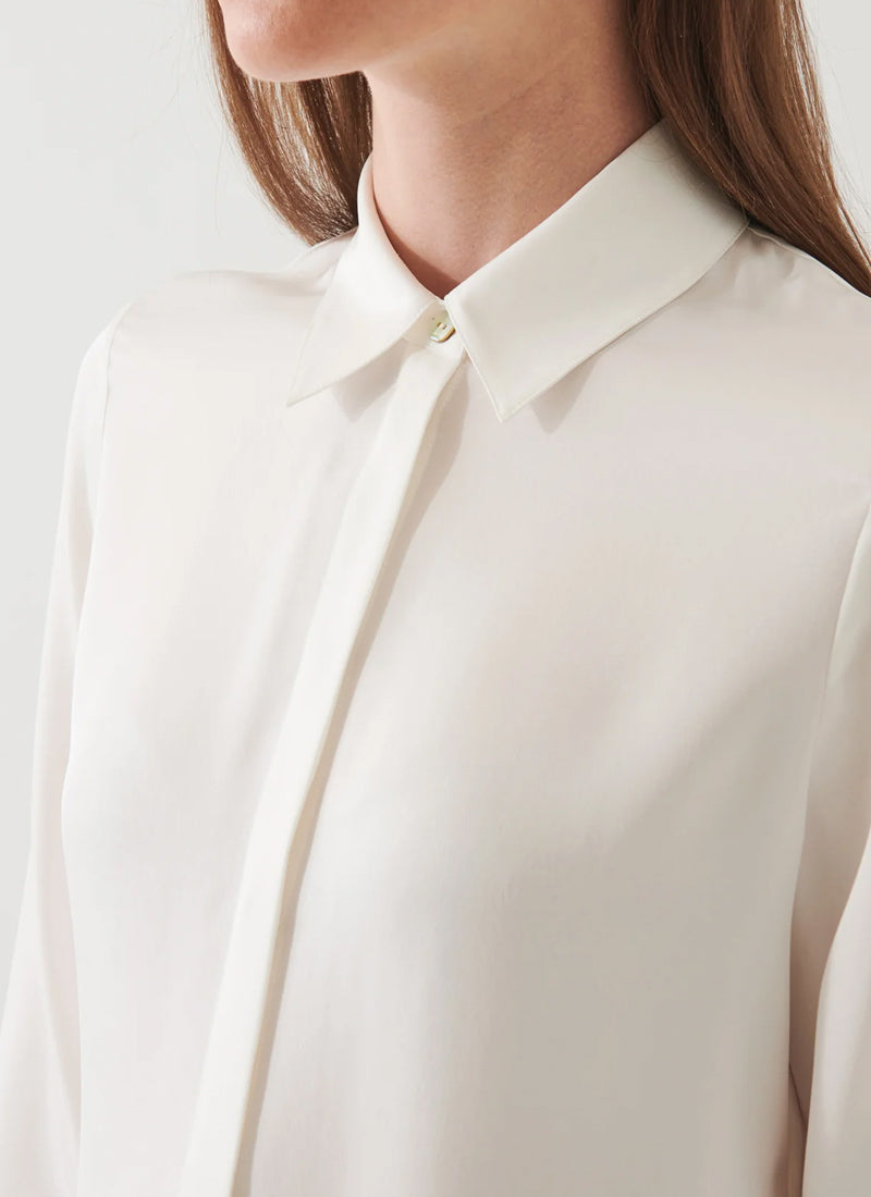 Patrick Assaraf Long Sleeve Slim Silk Blouse