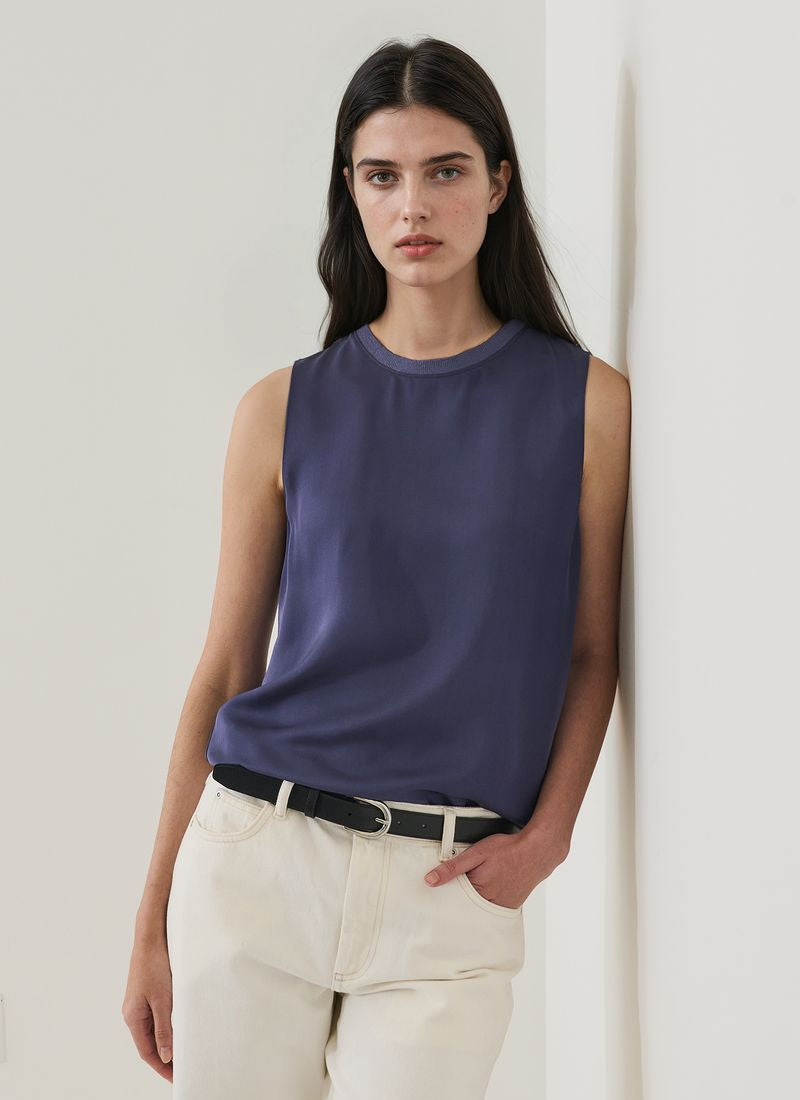 Patrick Assaraf Silk Crew Neck Tank
