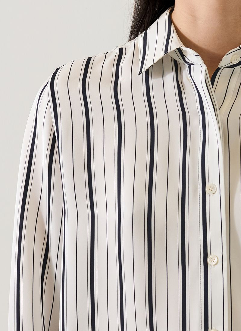  Long Sleeve Silk Satin Relaxed Shirt by Patrick Assaraf at Andrews 